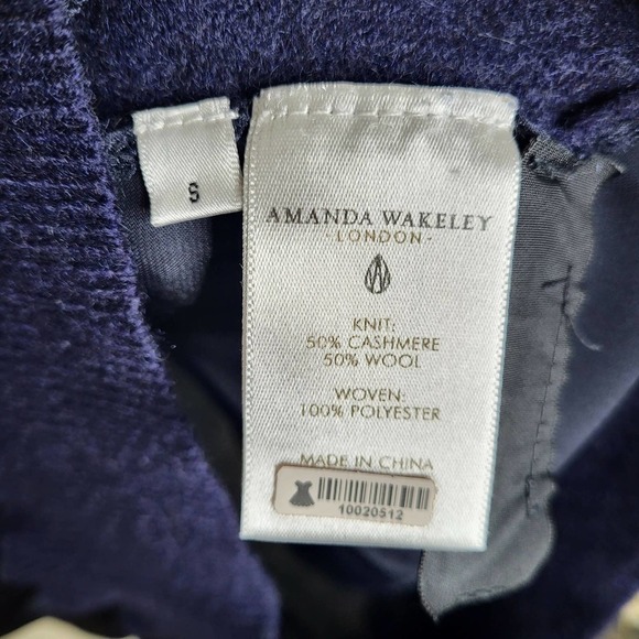 Amanda Wakeley Satin Paneled Cashmere and Wool Blend Sweater Navy - Picture 8 of 11